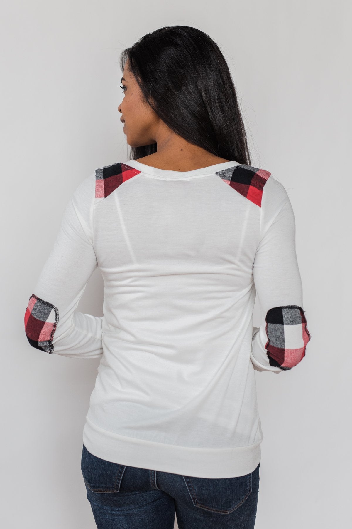 Tangled Up in Plaid Top- Ivory