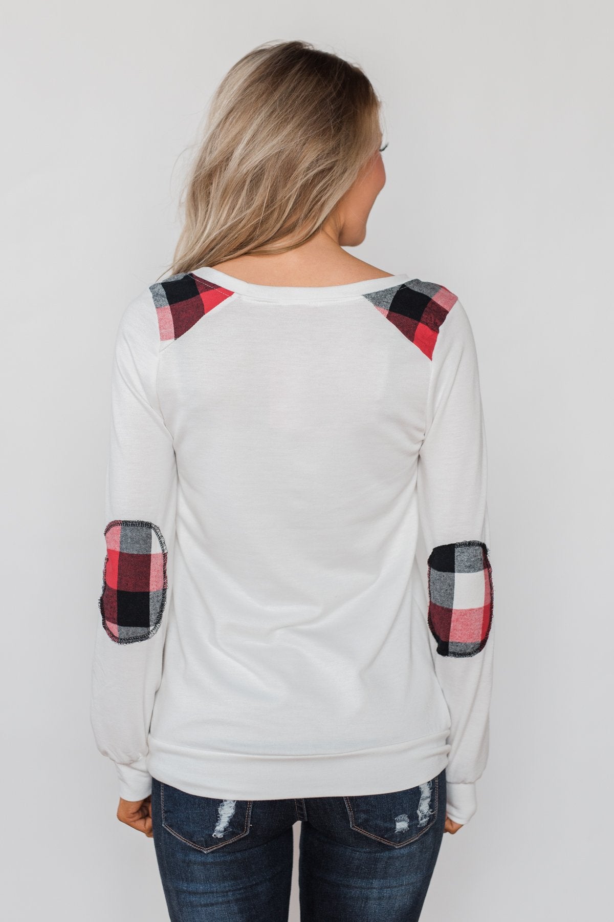 Tangled Up in Plaid Top- Ivory