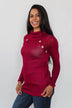 Charming Ways Cowl Neck Button Top- Red