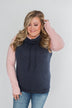 The Ultimate Navy & Blush Cowl Neck Top