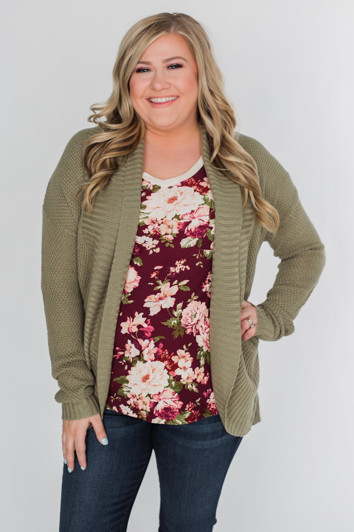 Love Grows Floral V-Neck Top- Eggplant