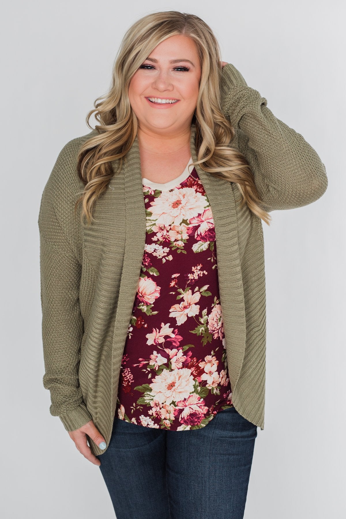 Love Grows Floral V-Neck Top- Eggplant