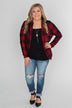 Buffalo Plaid Cardigan- Deep Red & Black