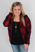 Buffalo Plaid Cardigan- Deep Red & Black