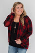Buffalo Plaid Cardigan- Deep Red & Black