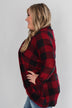 Buffalo Plaid Cardigan- Deep Red & Black