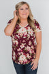 Love Grows Floral V-Neck Top- Eggplant