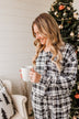 Chasing Snowflakes Plaid Lounge Top- White & Black