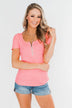 Short Sleeve Neon Zipper Top- Pink