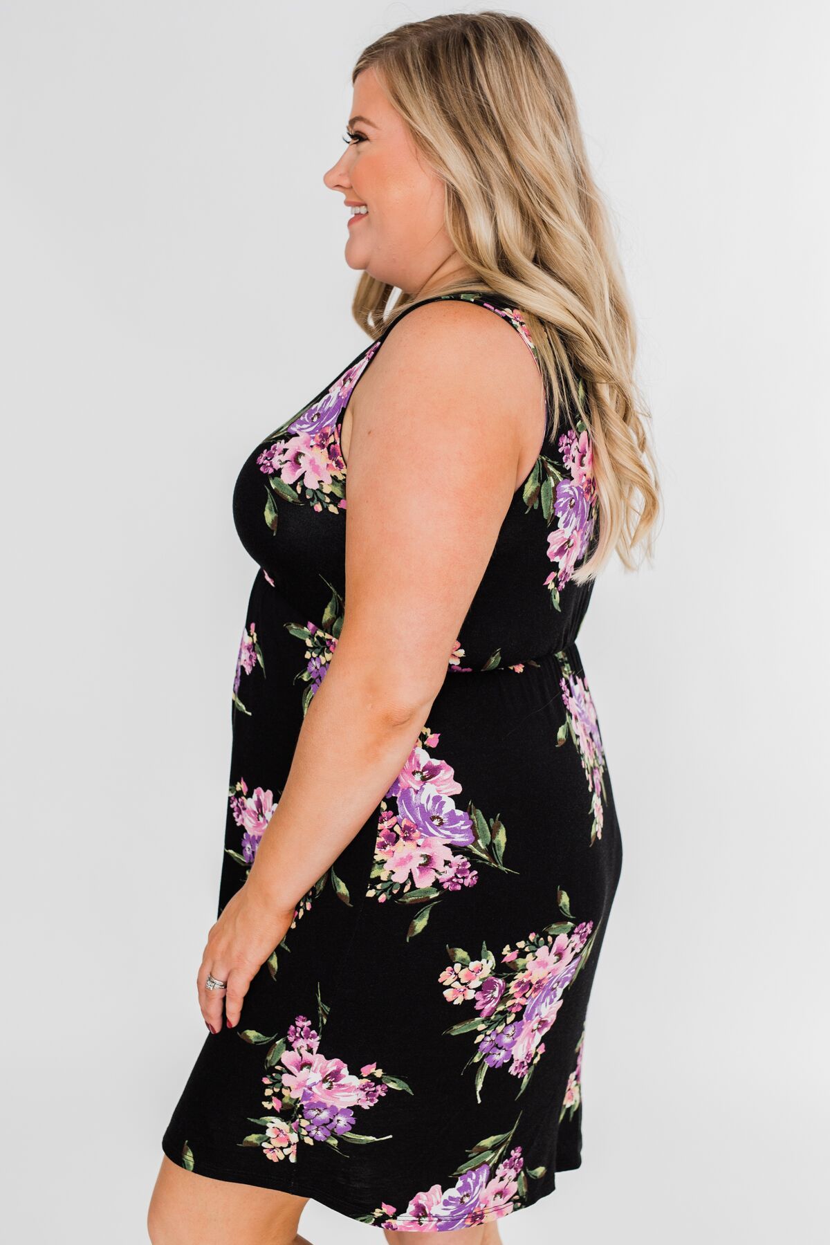 Blooming Beauty Sleeveless Floral Dress- Black