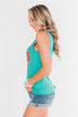 Hello Gorgeous Sequin Pocket Tank Top- Turquoise