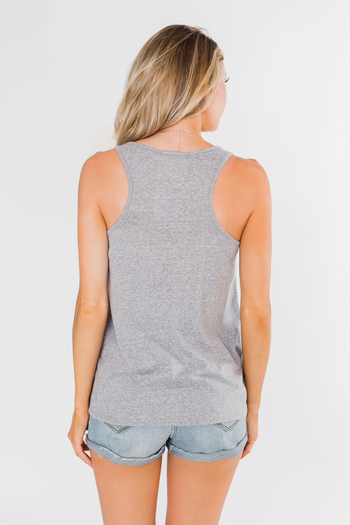 USA Racer Back Tank Top- Grey
